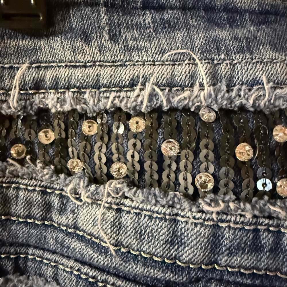 Y2K Miss Me Low Rise Boot Cut jeans Sz 27 JE5392B2L Buckle Exclusive embellished - Picture 7 of 14
